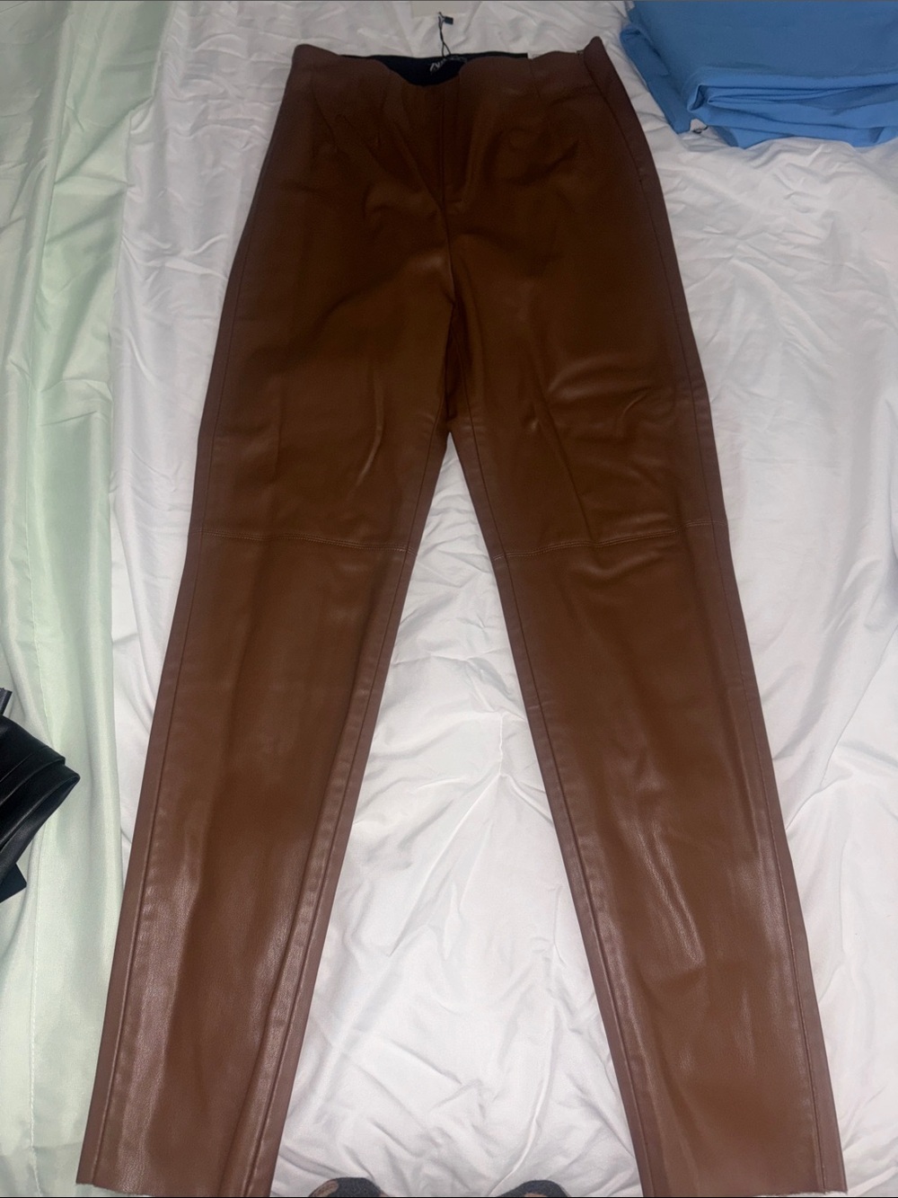 Zara Brown Faux Leather Men's Pants